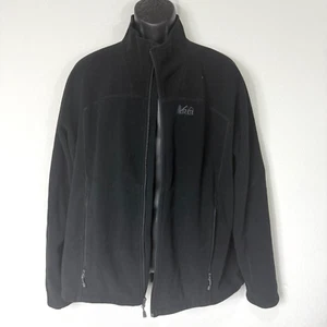 REI Full Zip Jacket Men’s XL Fleece Lined Black Collared Neck Made In Vietnam - Picture 1 of 9