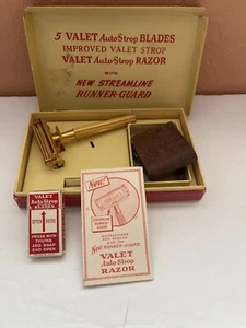 Vintage VALET Auto Strop RAZOR Streamline RUNNER GUARD BLADES,STROP Original BOX - Picture 1 of 21