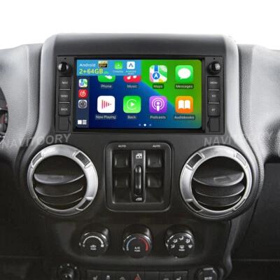 For Jeep Wrangler 2007-2017 Car Stereo Apple CarPlay Android 15 Radio GPS 2+64GB - Image 1 of 4