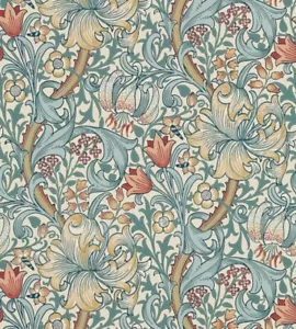 William Morris & Co Golden Lily Wallpaper 210401 Colour Slate/Manilla - Picture 1 of 5