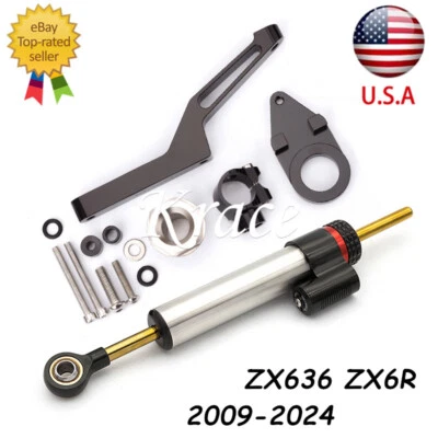 Kit de montagem suporte amortecedor de direção ajuste para Kawasaki Ninja ZX636 ZX6R 2009-2024 - Imagem 1 de 4