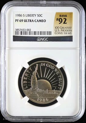 1986 S Statue of Liberty Proof Commemorative Half Dollar NGC PF 69 Ultra Cameo - Image 1 of 4