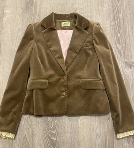 Juicy Couture Velvet Blazer Jacket Victorian Romantic Design Lace At Cuffs - Picture 1 of 13