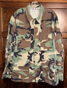 Propper Army Military Jacket Mens Large Regular Camo Woodland Button Front - Picture 1 of 5