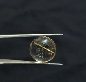 Natürlicher goldener Rutilquarz runde Form Cabochon 9,50 crt loser Edelstein - Bild 1 von 7