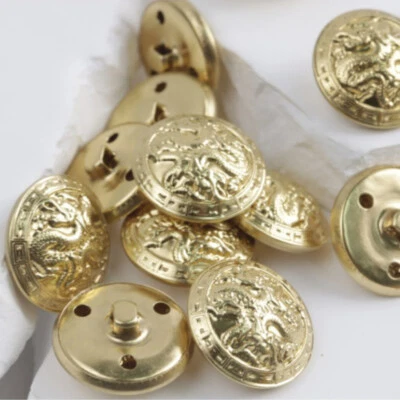 50X Retro Brass Shank Buttons Dragon Pattern Clothing Sewing Craft Buttons Decor - Image 1 of 4