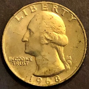 1968-P WASHINGTON QUARTER - EAGLE BACK - MS BU - TONED - 2 - Picture 1 of 2
