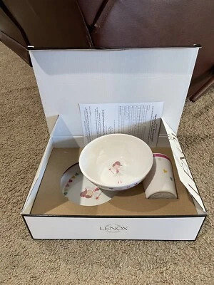 LENOX FAIRIES Rosa Melamina Niñas 3 Piezas Ajuste de Lugar Nuevo en Caja Plato Tazón Taza Foto 1 de 4