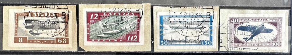 Letonia, Letonia, Sc CB21a-24a imperf.; Mi 228B-231B usado/sin correo aéreo/correo aéreo Foto 1 de 1