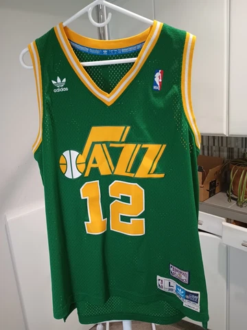 Adidas Hardwood Classics Utah Jazz John Stockton Size Adult L + 2 Inches Green Cover