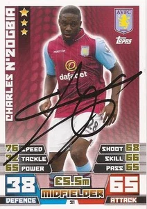 CARTOLINA CHARLES N'ZOGBIA FIRMATA ASTON VILLA 2014/2015 MATCH ATTAX + COA - Foto 1 di 1