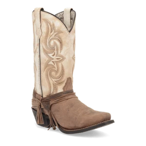 LAREDO Women's 51091 MYRA 11" Western Boot, Leather Sand/White, Size US 7 W - Picture 1 of 10