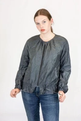 Go шелк талии нет времени куртка XS серый Серебряный Bomber стиль моющийся шелк молнии - Изображение 1 из 4