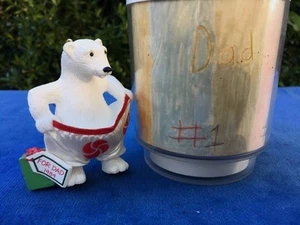 Coca Cola Polar Bear Ornament Dad Father Coffee MUG Silver Blown Glass LOT of 3  - Picture 1 of 3
