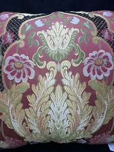 Austin Horn GOBELIN Akzent Kissen Burgund Gold Barock Seil Borte - Bild 1 von 9