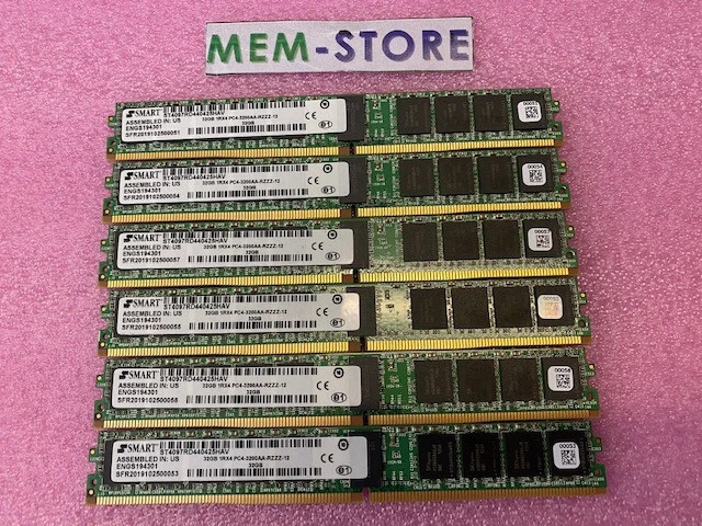 6* ST4097RD440425HAV SmartModular 32GB PC4-25600 DDR4-3200MHz ECC Registered VLP - Image 1 of 1