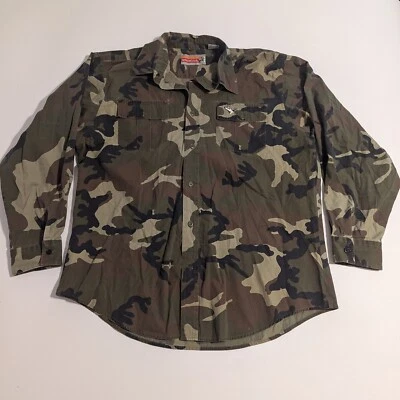 Vintage 90s Winchester Woodland Camo XL Button Up Shirt Embroidered Duck Hunting - Image 1 of 4