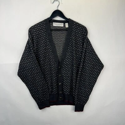 John Ashford Cardigan Adult Medium Dark Gray Pattern Sweater Men A74 - Image 1 of 4