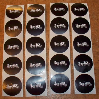 AUTHENTIC COACH Horse & Carriage 20 STICKERS Gift Wrap Scrapbook 1 3/4" Round - Image 1 of 2