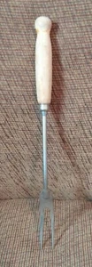 Vtg A & J Metal Serving Fork w/ Wood Handle - Picture 1 of 4