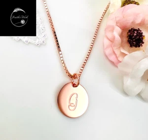 Rose Gold Letter G Initial Name Coin Pendant & 45 cm Chain Sterling Silver 925 - Picture 1 of 12