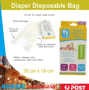 DISPOSABLE NAPPY BAGS 100/500/1200pc SingleUse Diaper Disposal Bag Rubbish Waste - Picture 1 of 2