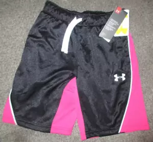 Under Armour Youth Girl's Basketball Shorts, Black and Pink Sz-Small - Picture 1 of 6