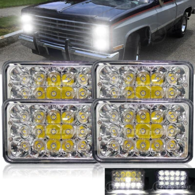 4pcs 4x6" LED Headlight Sealed Hi/Lo Beam H6451 H6456 For Chevy K10 K20 K30 - Image 1 of 4