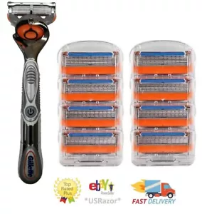 9 Gillette Fusion Flexball Power Razor Blades 8 Refill Cartridges Shaver Handle - Picture 1 of 3