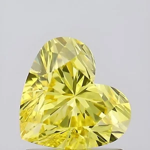1.03ct Fancy Vivid Yellow VVS2/EX/EX Heart Lab-grown Loose Diamond IGI Certified - Picture 1 of 6