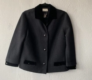 Conjunto de 2 piezas de lana negra tejida a tope vintage años 60 - chaqueta y falda talla M - Imagen 1 de 12