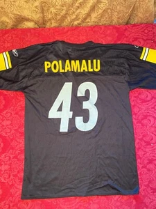 Camiseta deportiva de fútbol americano Troy Polamalu L #43 de los Pittsburgh Steelers Reebok del equipo de la NFL - Imagen 1 de 12