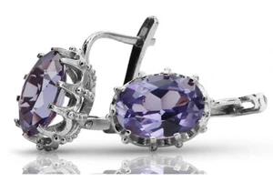 Russian style Vintage 925 Silver alexandrite earrings vec079s - Zdjęcie 1 z 10