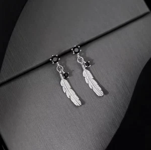 Solid925 Sterling Silver Feather Dangle Stud Drop Earrings Dainty Gift Wholesale - Picture 1 of 6