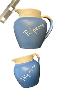 Devon moor Pottery Set Of Jugs Polperro, Cornish Village Blue And White Kitchen - Picture 1 of 12