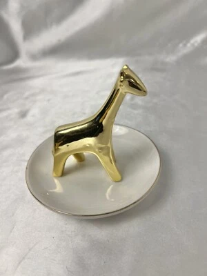 Anillo jirafa de cerámica acabado dorado soporte para joyería plato blanco plato baratija Foto 1 de 4