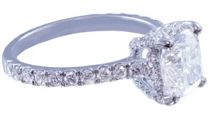 ANILLO DE COMPROMISO ORO BLANCO 14K CORTE COJÍN DIAMANTE DECORACIÓN BODA NUPCIAL 1.85CT - Imagen 1 de 11