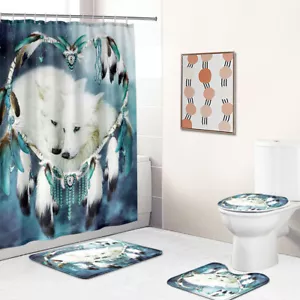 Cortina de ducha Wolf Alfombra de baño Antideslizante Alfombra de baño engrosada Cubierta del asiento del inodoro - Imagen 1 de 17