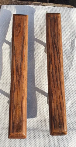 Pair of Vintage Mid-Century Wood Door Pull Handles Rosewood Teak Cover