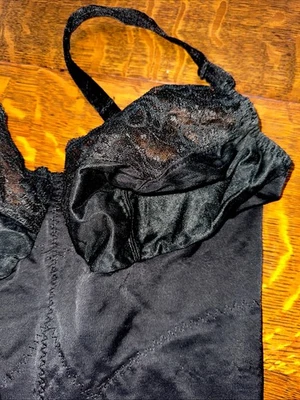 Vintage Adonna Womens Bodysuit Lingerie Black Floral Lace Trim Nylon Size 40C - Image 1 of 4