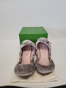 Kate Spade Globe White Crushed Velvet Foldable Ballet Flats Size 6 - Picture 1 of 4
