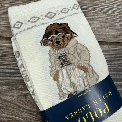 Polo Ralph Lauren Mujer Polo Oso Crew Calcetines Invierno Oso Marfil Talla 9-11 Nuevo con Etiquetas Foto 1 de 4