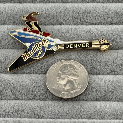 Hard Rock Cafe Denver Colorado Snowboard Guitar Enamel Pin Pinback #59861 - Image 1 of 2