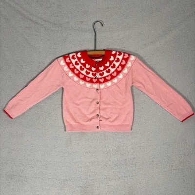 Cárdigan Suéter Mini Boden Pink Hearts Fair Isle Niños 7-8 años Acogedor Suave Cálido Corazón Foto 1 de 4