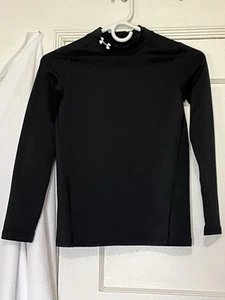 Under Armour ColdGear Long Sleeve Mock Neck Fitted Shirt Youth Kids Size M Black - Picture 1 of 8