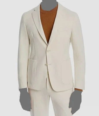 Hugo Boss Hombre Marfil Hanry Algodón Jersey Calce Ajustado Traje Chaqueta 42L Foto 1 de 2