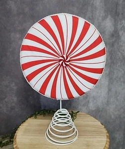 Pfefferminz Süßigkeiten Weihnachtsbaum Topper rot weiß gestreift rund 11,5" NEU - Bild 1 von 5