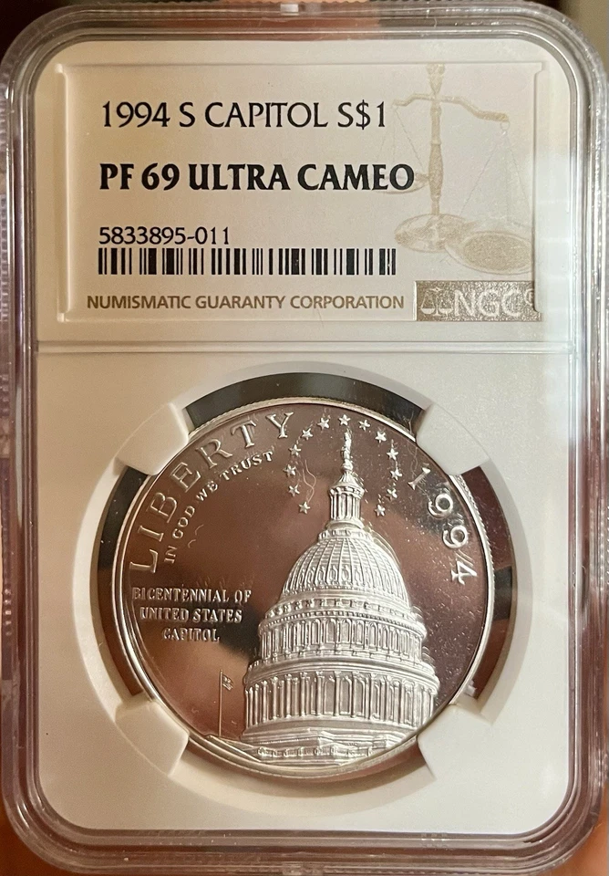 1994-S US Capitol Bicentennial Proof Silver $1 Coin! NGC PF69 Ultra Cameo 🔥 - Image 1 of 2