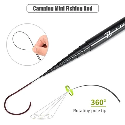Ultrakompakte Mini Angelrute 28cm Kohlefaser für Outdoor Angelausflüge - Bild 1 von 4