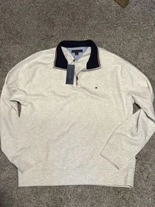 Tommy Hilfiger White Casual 1/4 Zip Pull over Sweater Men’s Size Large - Picture 1 of 4